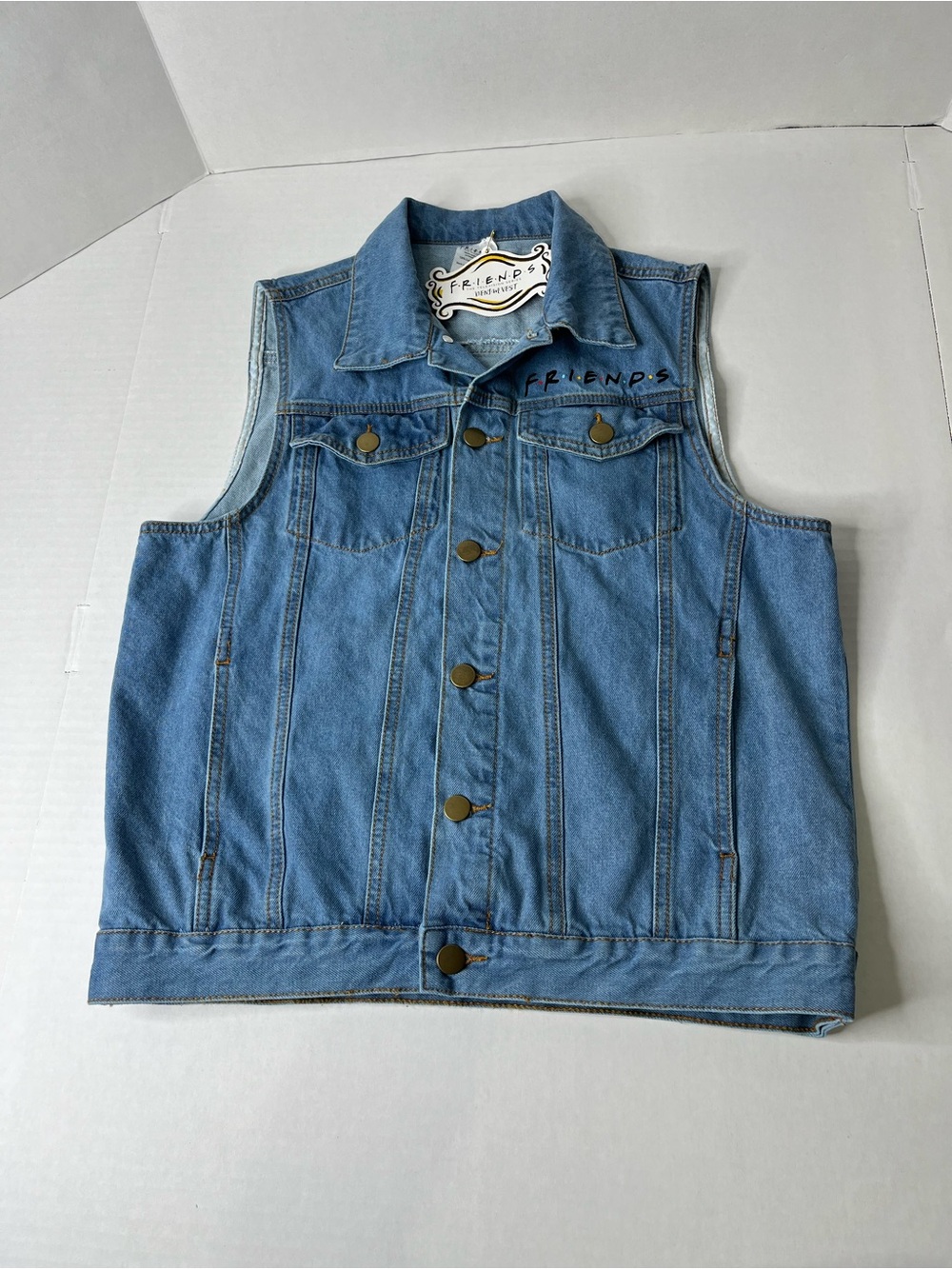 FRIENDS Light Blue Denim Vest with Button Front